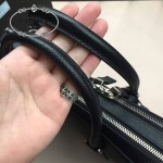 PRADA 0366B-01 專櫃時尚最新款頂級進口原版十字紋牛皮黑色男士手提電腦包