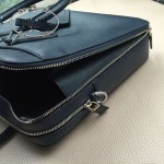 PRADA 0366B-02 專櫃時尚最新款頂級進口原版十字紋牛皮深藍色男士手提電腦包