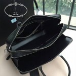 PRADA 0366B-01 專櫃時尚最新款頂級進口原版十字紋牛皮黑色男士手提電腦包