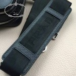 PRADA 0366B-02 專櫃時尚最新款頂級進口原版十字紋牛皮深藍色男士手提電腦包