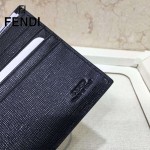 FENDI 0169-9 歐美百搭SELLERIA鉚釘裝飾黑色原版皮兩折短款錢包