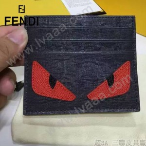 FENDI 0164-12 輕便實用JOURS小怪獸系列黑色原版皮卡片夾