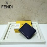 FENDI 0169-2 歐美百搭SELLERIA藍色原版皮兩折短款錢包