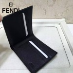 FENDI 0169-10 歐美百搭SELLERIA鉚釘裝飾黑色原版皮兩折短款錢包