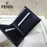 FENDI 0169-9 歐美百搭SELLERIA鉚釘裝飾黑色原版皮兩折短款錢包