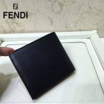 FENDI 0169-18 歐美百搭SELLERIA小怪獸黑色原版皮兩折短款錢包