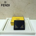 FENDI 0169-9 歐美百搭SELLERIA鉚釘裝飾黑色原版皮兩折短款錢包