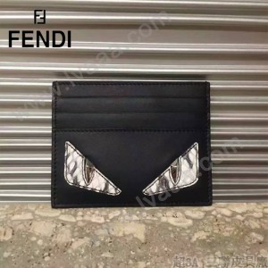 FENDI 0164-2 輕便實用JOURS小怪獸系列黑色原版皮卡片夾