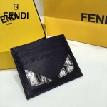 FENDI 0164-2 輕便實用JOURS小怪獸系列黑色原版皮卡片夾