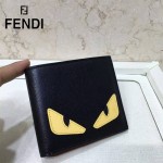 FENDI 0169-18 歐美百搭SELLERIA小怪獸黑色原版皮兩折短款錢包