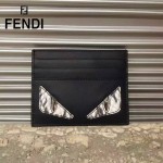 FENDI 0164-2 輕便實用JOURS小怪獸系列黑色原版皮卡片夾