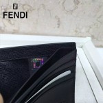 FENDI 0169-9 歐美百搭SELLERIA鉚釘裝飾黑色原版皮兩折短款錢包