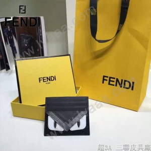 FENDI 0164 輕便實用JOURS小怪獸系列黑色原版皮卡片夾
