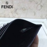 FENDI 0164-9 輕便實用JOURS鉚釘裝飾黑色原版皮卡片夾