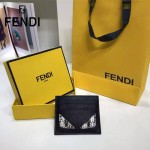 FENDI 0164-2 輕便實用JOURS小怪獸系列黑色原版皮卡片夾
