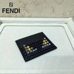 FENDI 0164-9 輕便實用JOURS鉚釘裝飾黑色原版皮卡片夾