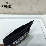 FENDI 0164-8 輕便實用JOURS鉚釘裝飾黑色原版皮卡片夾