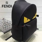 FENDI 027 潮流新款BagBugs小怪獸黑色原版皮雙肩包書包