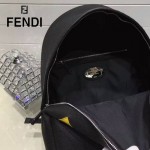 FENDI 027 潮流新款BagBugs小怪獸黑色原版皮雙肩包書包