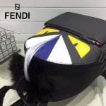 FENDI 027-3 明星那英同款BagBugs小怪獸拼色原版皮雙肩包書包
