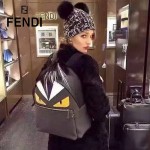 FENDI 027-3 明星那英同款BagBugs小怪獸拼色原版皮雙肩包書包