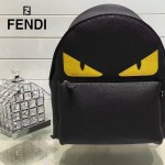 FENDI 027 潮流新款BagBugs小怪獸黑色原版皮雙肩包書包