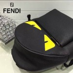 FENDI 027 潮流新款BagBugs小怪獸黑色原版皮雙肩包書包