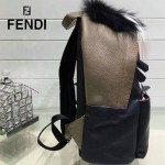 FENDI 027-3 明星那英同款BagBugs小怪獸拼色原版皮雙肩包書包