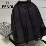 FENDI 027 潮流新款BagBugs小怪獸黑色原版皮雙肩包書包