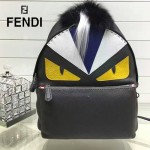 FENDI 027-3 明星那英同款BagBugs小怪獸拼色原版皮雙肩包書包