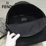 FENDI 028 歐美百搭BagBugs純手工車線小怪獸黑色原版皮雙肩包書包