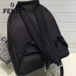 FENDI 028 歐美百搭BagBugs純手工車線小怪獸黑色原版皮雙肩包書包