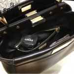 FENDI 035-5 經典爆款peekaboo黑色原版皮手提單肩包小貓包
