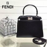 FENDI 038-4 專櫃走秀款peekaboo黑色原版皮手提單肩包小貓包