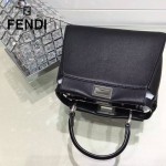 FENDI 038-4 專櫃走秀款peekaboo黑色原版皮手提單肩包小貓包