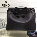 FENDI 042-3 商務男士Peekaboo小怪獸黑色原版皮大小號手提單肩包