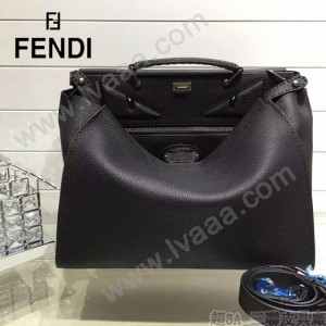 FENDI 042-3 商務男士Peekaboo小怪獸黑色原版皮大小號手提單肩包