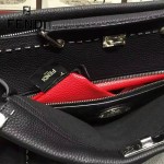 FENDI 042-4 商務男士Peekaboo小怪獸黑色原版皮大小號手提單肩包