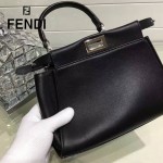 FENDI 038-4 專櫃走秀款peekaboo黑色原版皮手提單肩包小貓包