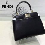FENDI 035-5 經典爆款peekaboo黑色原版皮手提單肩包小貓包