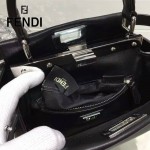 FENDI 038-4 專櫃走秀款peekaboo黑色原版皮手提單肩包小貓包