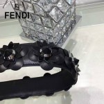 FENDI 033-3 潮流炫彩STRAP YOU手工花朵黑色原版皮百搭包包肩帶