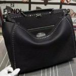 FENDI 042-4 商務男士Peekaboo小怪獸黑色原版皮大小號手提單肩包