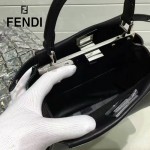 FENDI 038-4 專櫃走秀款peekaboo黑色原版皮手提單肩包小貓包