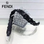 FENDI 033-3 潮流炫彩STRAP YOU手工花朵黑色原版皮百搭包包肩帶