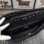 FENDI 042-4 商務男士Peekaboo小怪獸黑色原版皮大小號手提單肩包
