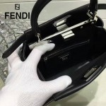 FENDI 038-4 專櫃走秀款peekaboo黑色原版皮手提單肩包小貓包