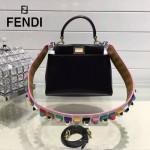 FENDI 035-5 經典爆款peekaboo黑色原版皮手提單肩包小貓包