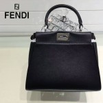 FENDI 038-4 專櫃走秀款peekaboo黑色原版皮手提單肩包小貓包