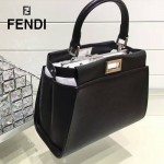 FENDI 038-4 專櫃走秀款peekaboo黑色原版皮手提單肩包小貓包